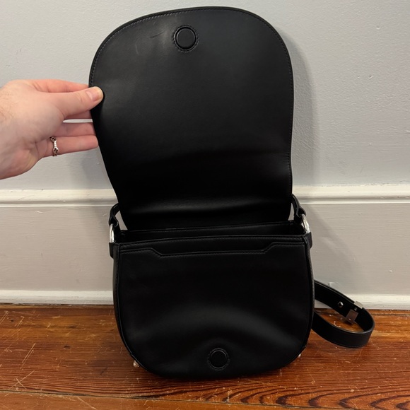 Alexander Wang SS16 Sample Lia Studded Crossbody Saddle Bag Silver Black Leather - Picture 7 of 16